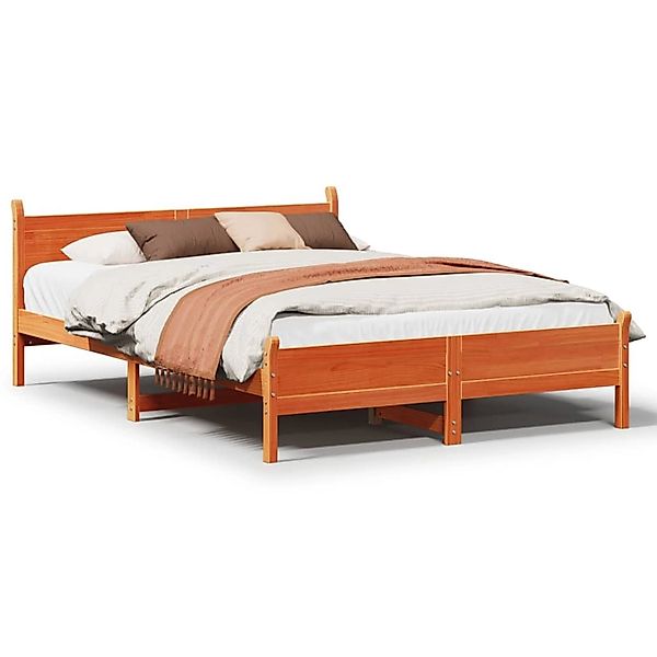 vidaXL Massivholzbett ohne Matratze Wachsbraun 140x200 cm Kiefernholz 85559 günstig online kaufen
