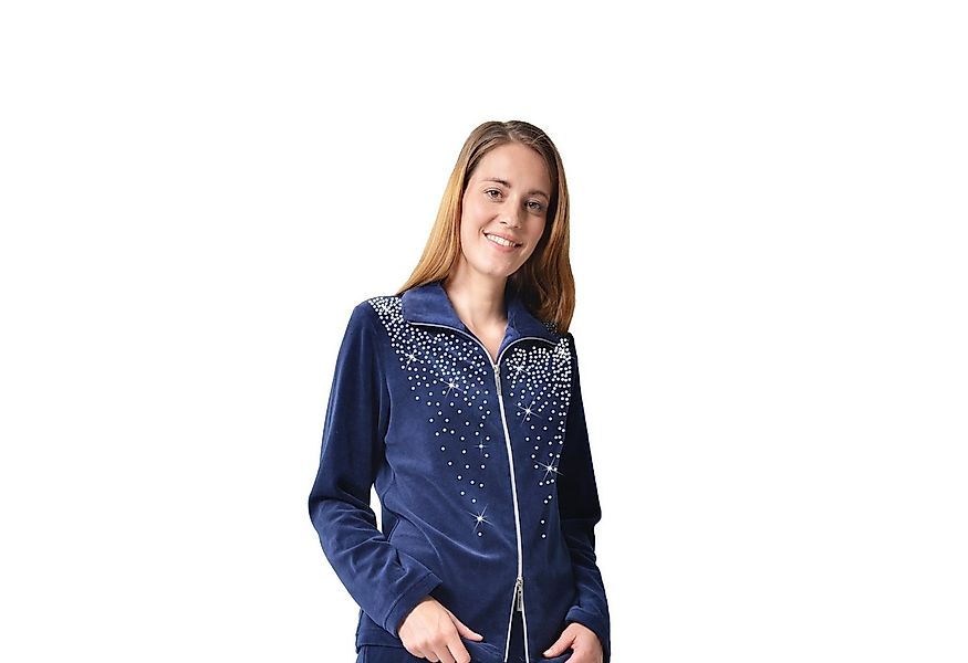 M-Diamant Sweatjacke Eleganten Damen Freizeitjacke Hausjacke Glitzersteinen günstig online kaufen