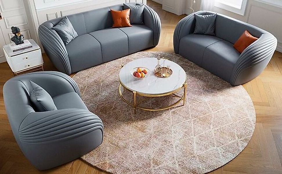 Xlmoebel Sofa Elegante Graue Sofa-Kombination 322 Sitzer mit Möbel Leder-Co günstig online kaufen