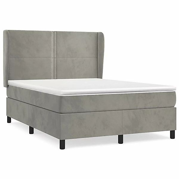vidaXL Boxspringbett mit Matratze Hellgrau 140x190 cm Samt1399492 günstig online kaufen