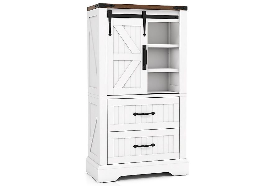 COSTWAY Vorratsschrank Badschrank Holz mit Schiebetür & verstellbaren Regal günstig online kaufen