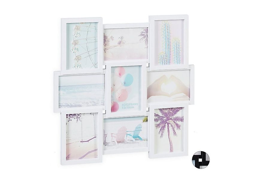 relaxdays Collagerahmen Bilderrahmen Collage 9 Bilder, weiß günstig online kaufen