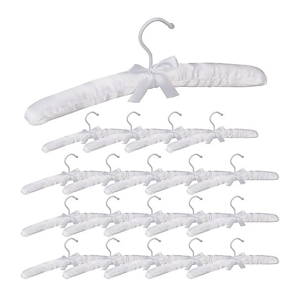 relaxdays Kleiderbügel 20x Kleiderbügel Satin weiß günstig online kaufen