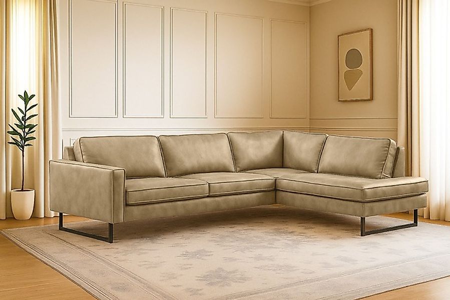 Home affaire Ecksofa »Pinto, 290 cm, Cord, Chenille, Lederoptik, Ottomane l günstig online kaufen