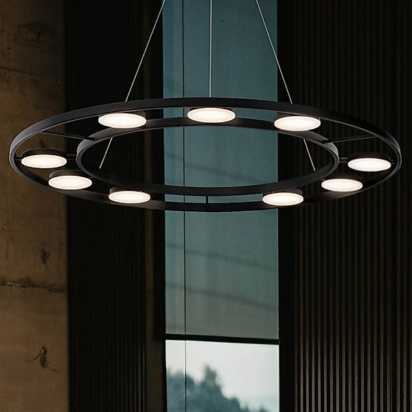 LED Pendelleuchte Fad in Schwarz 9x 63W 2800lm günstig online kaufen