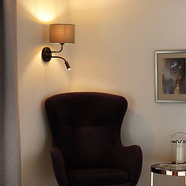 Wandleuchte Roller, Samt, schwarz/beige, Leselicht günstig online kaufen