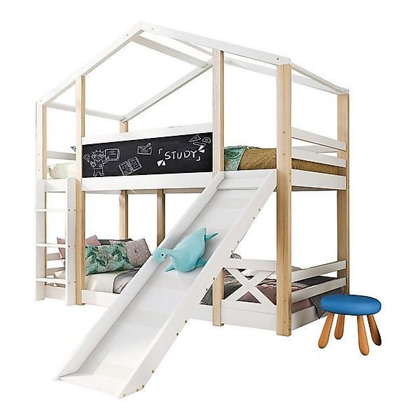 DOPWii Kinderbett Kinderbett Baumhaus mit Rutsche & Leiter 90x200cm,Hausbet günstig online kaufen