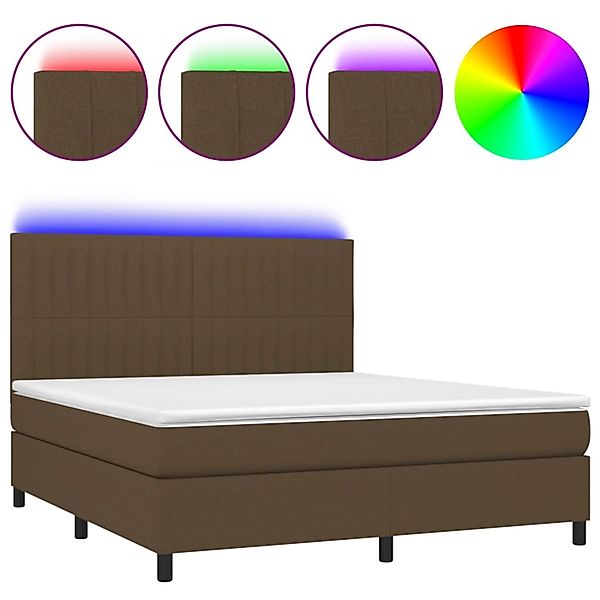 vidaXL Boxspringbett mit Matratze & LED Dunkelbraun 160x200 cm Stoff 313504 günstig online kaufen