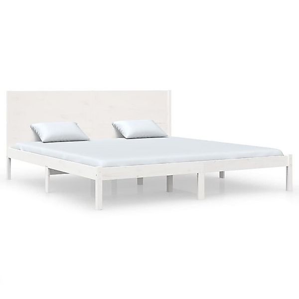 vidaXL Bettgestell Massivholzbett Weiß 180x200 cm 6FT Super King Bett Bettg günstig online kaufen