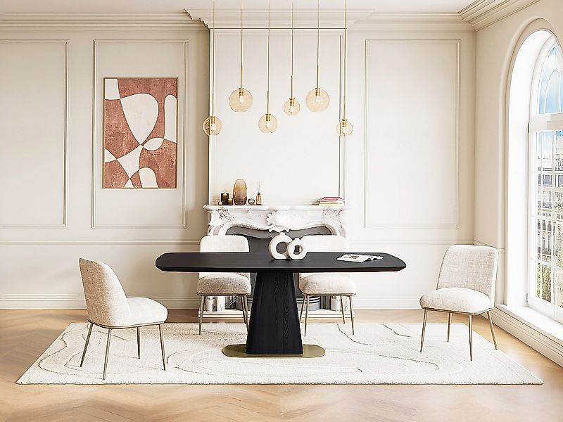 Esstisch 8 Personen - Eschenfurnier & Metall - Schwarz & Gold - DYLORA günstig online kaufen