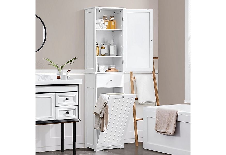Yaheetech Hochschrank Badezimmerschrank mit Wäschekorb Schmaler Badschrank günstig online kaufen