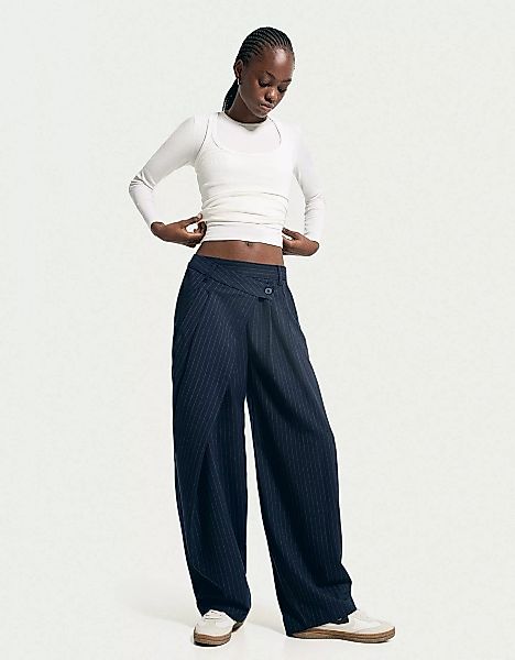 Bershka Hose Im Tailoring-Fit Mit Nadelstreifen Damen 44 Blau günstig online kaufen