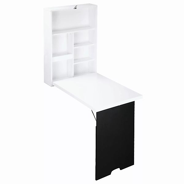HOMCOM Schreibtisch  Wandtisch, Wandklapptisch mit Tafel, 5 Fächern, Klapps günstig online kaufen