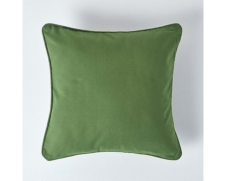 Homescapes Kissenhülle Kissenbezug aus Baumwolle in Olivgrün, 30 x 30 cm günstig online kaufen