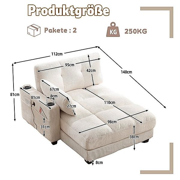 Odikalo Loungesofa Einzelsofa Freizeitsofa Palmensessel handgeländer Tasche günstig online kaufen