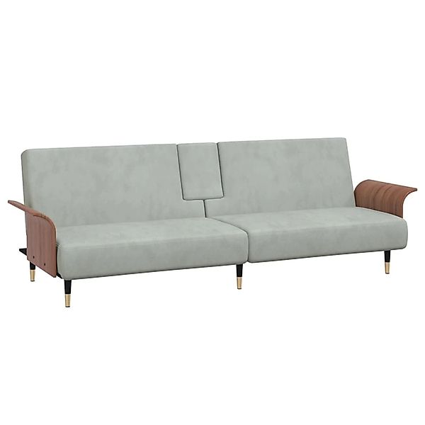 Vidaxl Schlafsofa Mit Getränkehaltern Hellgrau Samt günstig online kaufen