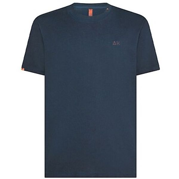 Sun68  T-Shirts & Poloshirts Jersey-Leinen-Streifen-Strandblau-T-Shirt günstig online kaufen