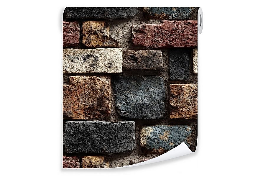 Wallarena Fototapete Ziegelsteine Schwarz Blau Wohnzimmer Schlafzimmer Tape günstig online kaufen