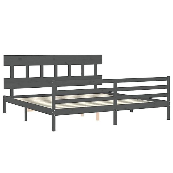 vidaXL Massivholzbett mit Kopfteil Grau 200x200 cm 3195178 günstig online kaufen