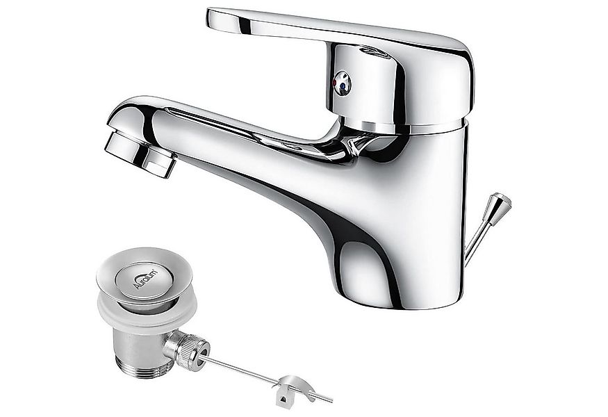 LuxusKollektion Waschtischarmatur Einhebel Wasserhahn Bad Chrom mit Zugstan günstig online kaufen