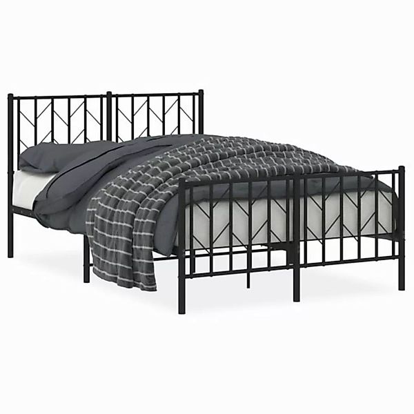 furnicato Bettgestell mit Kopf- und Fußteil Metall Schwarz 120x190 cm (1-tl günstig online kaufen