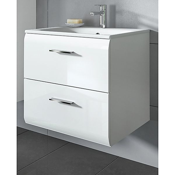 Inn.Furn Waschtisch Hängend mit Waschbecken in Weiß Hochglanz 60 cm Cover günstig online kaufen