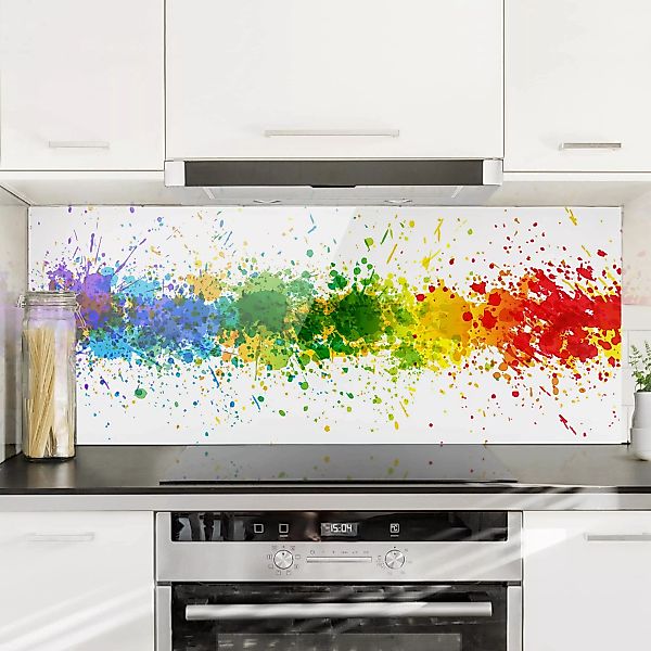 Glas Spritzschutz - Panorama Rainbow Splatter günstig online kaufen