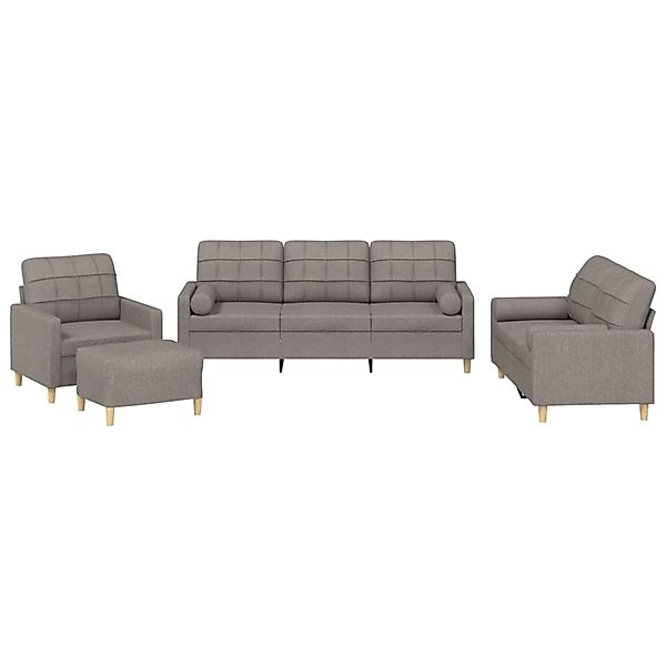 vidaXL 4-Tlg Sofagarnitur mit Kissen Taupe Stoff 3201273 günstig online kaufen