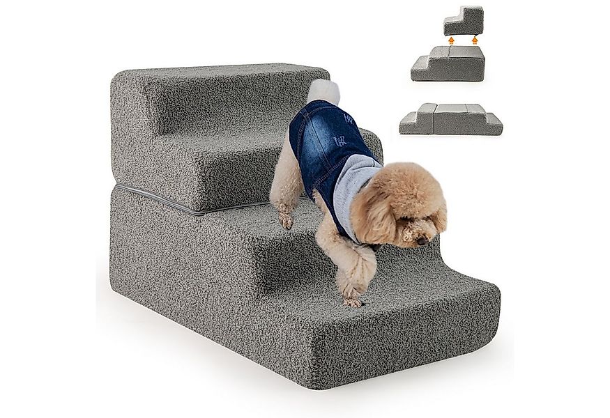 KOMFOTTEU Haustiertreppe, Hundetreppe mit Weichem Fleece Bezug günstig online kaufen