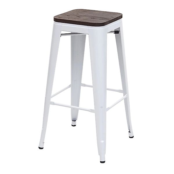 PROREGAL Barhocker Inkl. Holz-Sitzfläche Sitzhöhe 76cm Metall Industriedesi günstig online kaufen