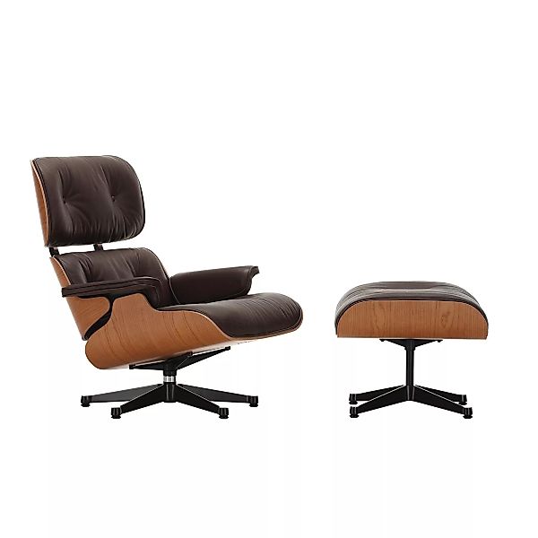 Vitra - Eames Lounge Chair Sessel & Ottoman - chocolate/Sitzfläche Leder Na günstig online kaufen