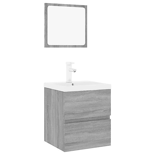 vidaXL Badezimmer-Set Badmöbel-Set Grau Sonoma Holzwerkstoff, günstig online kaufen