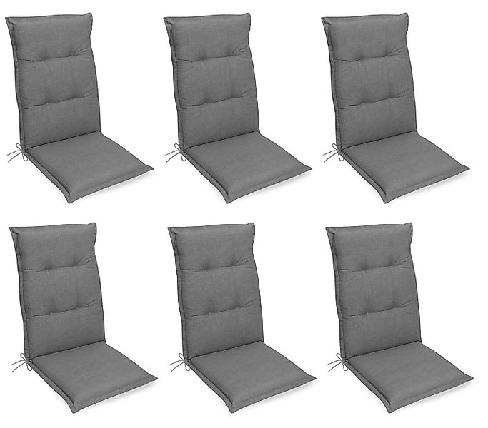 Gardissimo Hochlehnerauflage Premium grau 6 er Set Gartenstuhl Auflagen Kis günstig online kaufen