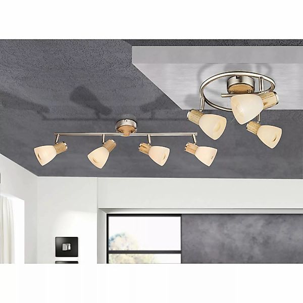 GLOBO Spot nickel matt Opal Glas Metall B/H/T: ca. 9x18x145 cm E14 6 Brenns günstig online kaufen