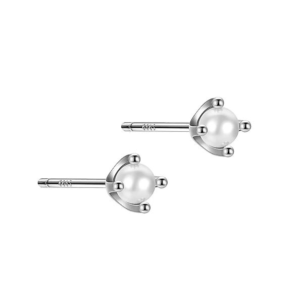 Runde Perlé Perlenohrringe winzige zarte Perlenohrstecker, günstig online kaufen