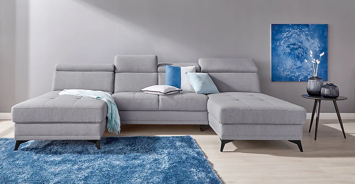 Home affaire Wohnlandschaft "Cardiz U-Form" inkl.Kopfteilverstellung und Fe günstig online kaufen