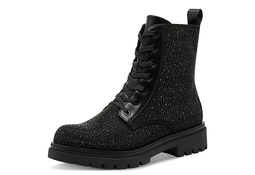 MARCO TOZZI Schnürstiefelette, Blockabsatz, Schnürboots mit glänzenden Stra günstig online kaufen