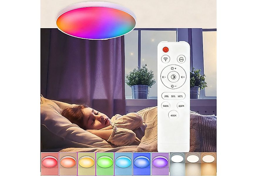 MUPOO LED Deckenleuchte Smart LED Deckenlampe Dimmbare 24W/30W/40W RGB mit günstig online kaufen