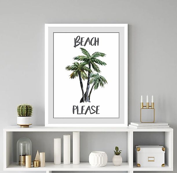queence Bild »BEACH PLEASE«, Palmen-Humor-Schriftzug-Sprüche & Texte, HD Pr günstig online kaufen