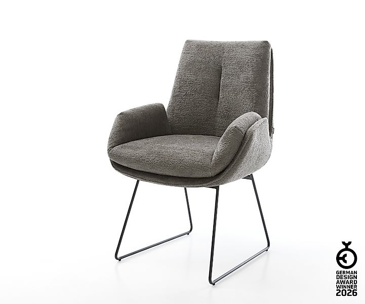 Esszimmerstuhl Clea-Flex Bouclé Soft Schlamm Kufengestell Schwarz günstig online kaufen