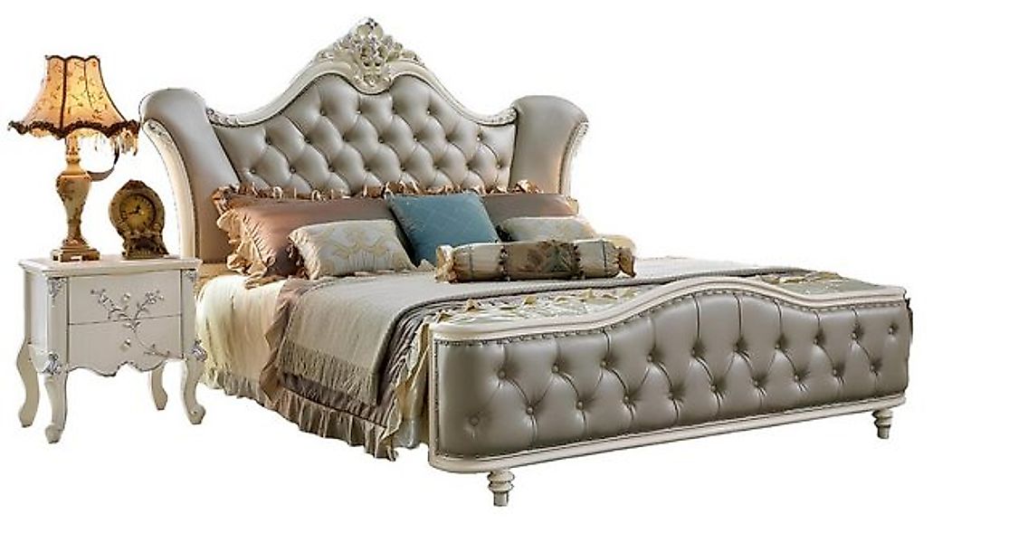 JVmoebel Bett Polsterbett Doppel Schlafzimmer Echtholz Betten Chesterfield günstig online kaufen