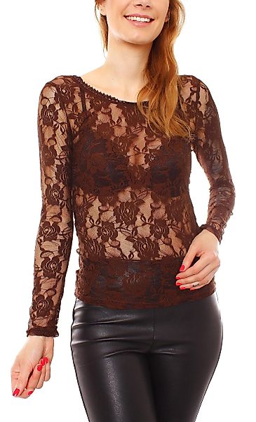 Muse Spitzentop Langarm Spitzenshirt transparent mit günstig online kaufen