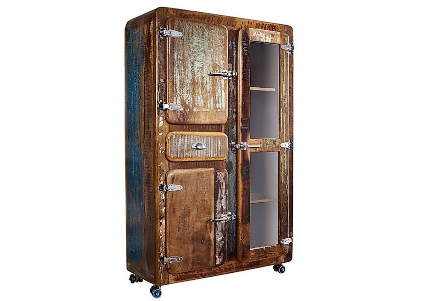 Massivmoebel24 Standvitrine FREEZY (Vitrine Altholz 90x38x140 mehrfarbig la günstig online kaufen