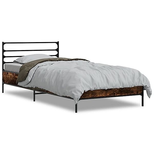 vidaXL Bettgestell, Bettrahmen Sonoma-Eiche 90x200 cm Holzwerkstoff und Met günstig online kaufen