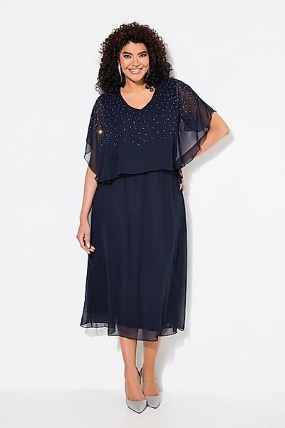 Ulla Popken Cocktailkleid Maxikleid Ziersteine V-Ausschnitt günstig online kaufen
