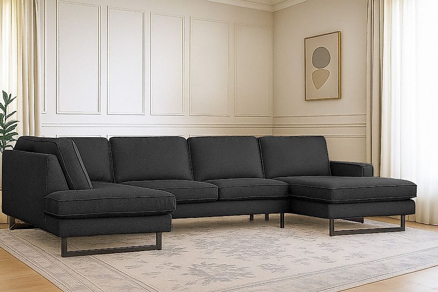 Home affaire Wohnlandschaft "Pinto, 350 cm, U-Form, XXL, mit Ottomanen" Cor günstig online kaufen