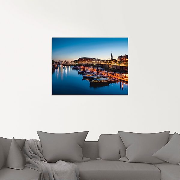 Artland Glasbild »Hamburg Hafen Panorama mit Michel«, Deutschland, (1 St.), günstig online kaufen