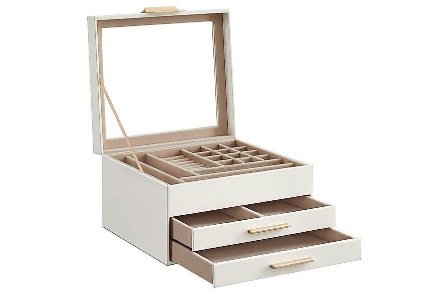 SONGMICS Schmuckkasten Schmuckbox, 3 Ebenen mit Glasdeckel 2 Schubladen günstig online kaufen