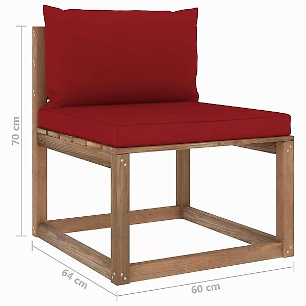 Garten-paletten-mittelsofa Mit Kissen Weinrot günstig online kaufen