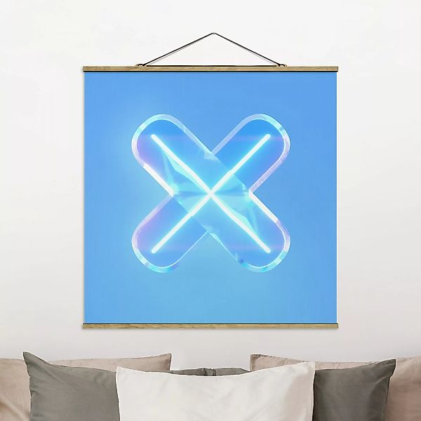 Stoffbild mit Posterleisten Neon Gamer Symbol X günstig online kaufen